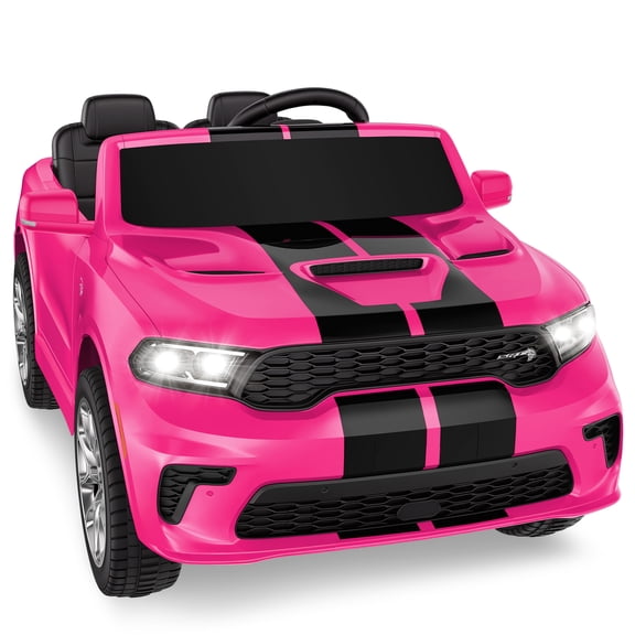 Dodge Electric Ride on Cars for Kids, 24V Licensed Dodge Durango Powered Ride on Toy with Parent Remote Control, Electric Car Vehicle for Girls 3-6 w/Music Player/LED Light/Safety Belt, Pink