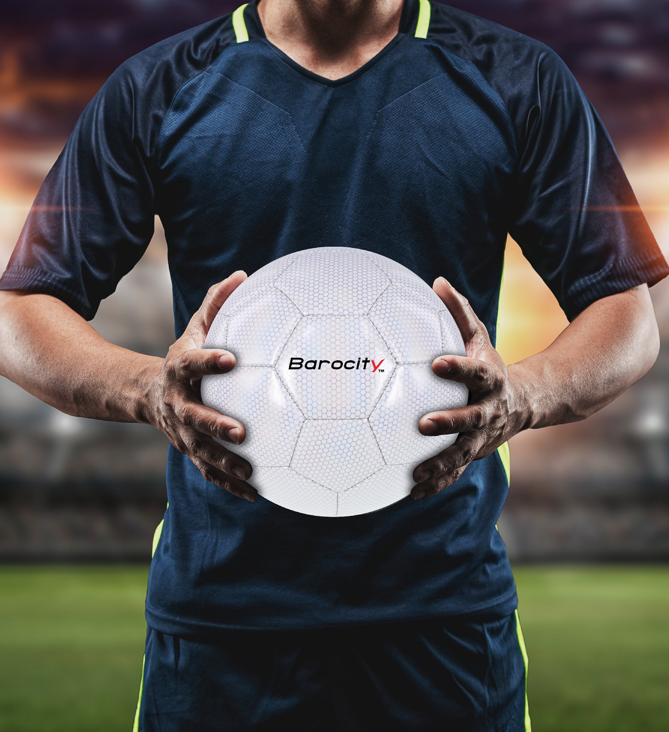 Barocity Iridescent Soccer Balls Set of 4 - Gold, Blue, White, and Green Official Match Ball with Reflective Hex Pattern, Sport Soccer Balls for Indoor and Outdoor Training and Practice Games- Size 4
