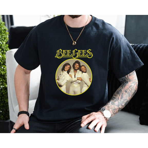 Bee Gees Band In Concert Classic Retro Music Fan Graphic Unisex T-Shirt, up to size 3XL.