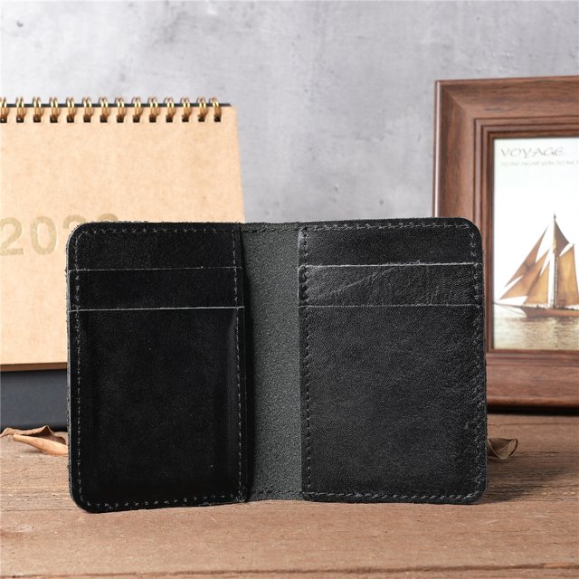 Tarjetero de cuero para hombre Tarjetero de cuero Crazy Horse para licencia de conducir Vintage Marrón Simple