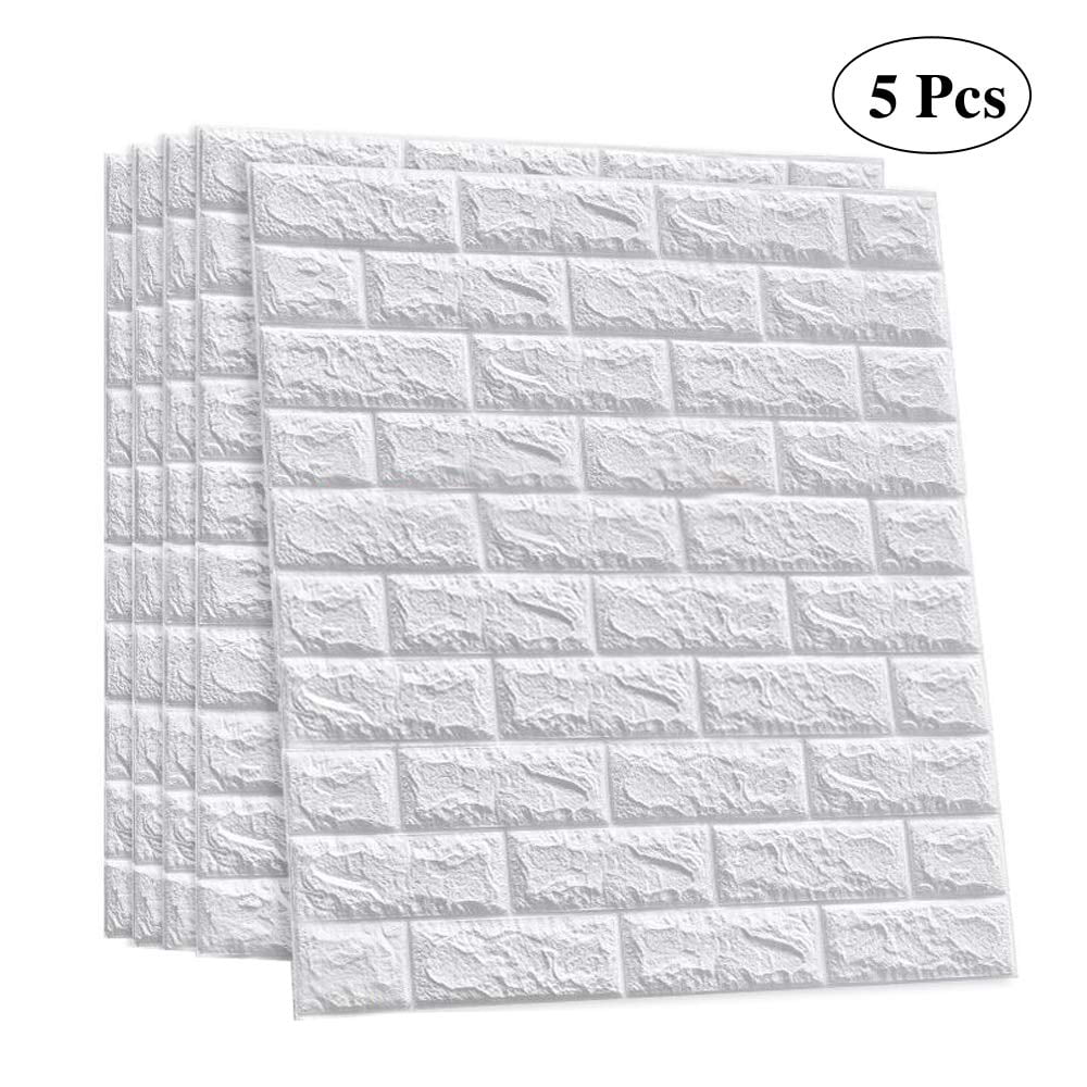 5/15PC 3D Wallpaper Stone Brick Thick Panel Sticker Wall Cover Wall Foam PE Soft
