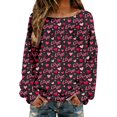 thumbnail image 2 of FASHOFT Valentine's Day Sweatshirt for Women Funny Love Heart Shirts Casual Valentine Pullover Long Sleeve Tops Black L, 2 of 5