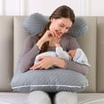 thumbnail image 3 of Pregnancy Pillow for Sleeping, U Shaped Body Pillow, Maternity Pillow for Pregnant Women with Cotton Cover, Grey Stripes, 51x23.6 inch, 3 of 5