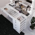 thumbnail image 4 of Boahaus White Makeup Vanity with Mirror and 11 Lights, 7 Drawers, Glass Top, Crystal Knobs, USB-A & USB-C Ports, 110V Power Outlet, Bedroom Vanity Desk, 4 of 14