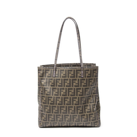 Pre-Owned Fendi Brown Vertical Open Tote Shoulder bag Zucca Coated Canvas