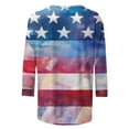 thumbnail image 5 of Womens 4th of July 3/4 Length Sleeve Tops Casual Crew Neck Tunic T-Shirts Funny Graphic Tees American Flag Stars Stripes Shirts Summer Tops Independence Day Patriotic Tees Loose Comfy Blouses, 5 of 5