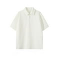 thumbnail image 1 of Blusa y camisa de manga corta con cuello vuelto para hombre, fina, holgada, ventilada, de color liso, con solapa y estampado de tela, blusa de manga corta para hombre, poliéster, 1 of 3