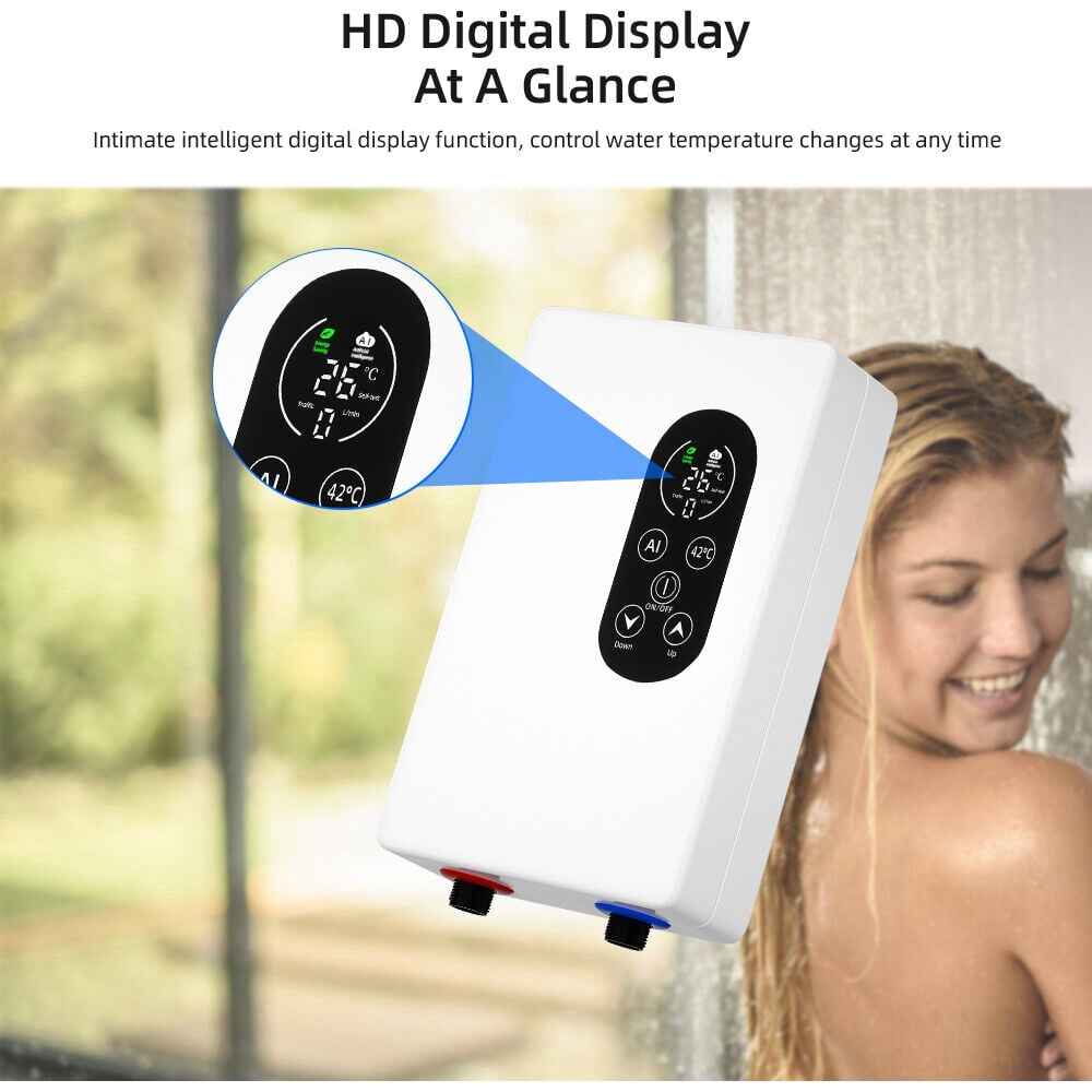 JahyShow Instant Hot Tankless Water Heater Electric Boiler for Shower Bathroom 110V 3400W