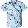 Mock Wrap Floral Stems Print Scrub Top