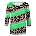 thumbnail image 5 of Pompotops T-shirt Ample à Imprimé Léopard pour Femme, Manches 3/4, Col Rond, Haut Décontracté, Liquidation, 5 of 5