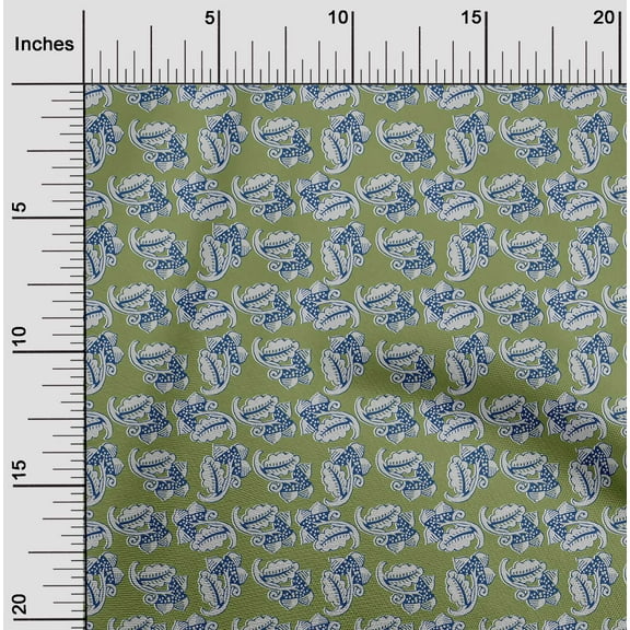 oneOone Organic Cotton Poplin Twill Fabric Leaves & Floral Block Fabric Prints By Yard 42 Inch Wide