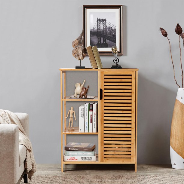 GIANTEX Buffet de cuisine avec 2 Portes en Rotin- Armoire de Rangement GIANTEX Buffet de cuisine avec 2 Portes en Rotin- Armoire de Rangement