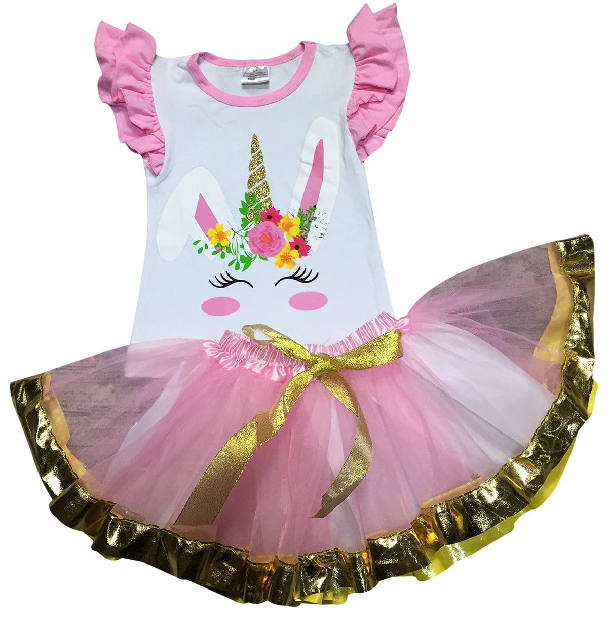2-piece Charming Fairy Sequin Tee and Rainbow Tutu Skirt Set for Girls 