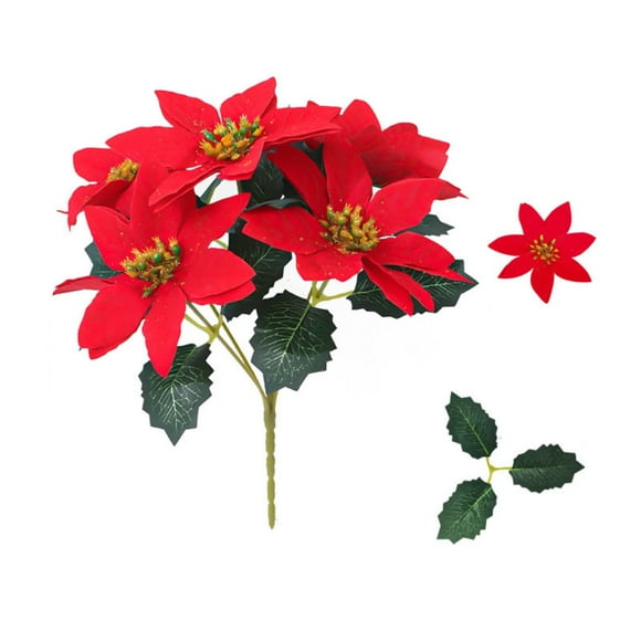 Décor de Noël Fleurs Bouquet de Simulation de Noël Fleurs de Noël Fausses Fleurs Décoration de Noël Plantes Vertes Ornements en Pot (I)