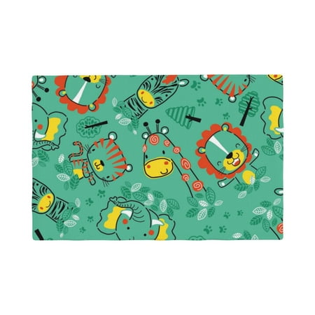 

Table Placemats Set of 4 - Funny Animals in Jungle 12x18 In Faux Linen Double Heat Resistant Place Mats Cloth Indoor/Outdoor Placemats Washable Table Mats for Dining Kitchen Party