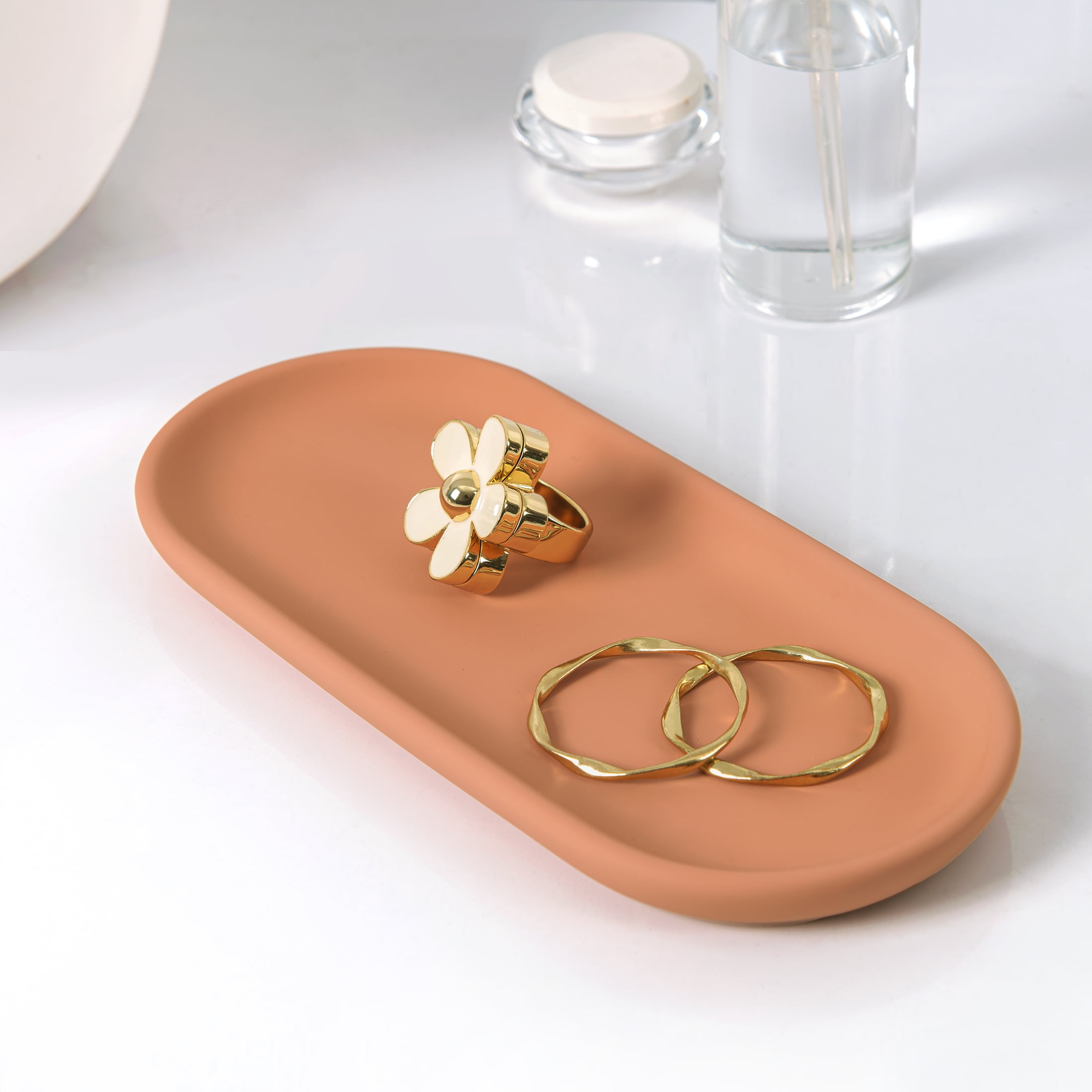Mainstays Soft Touch Ceramic Oval Tray, Terra