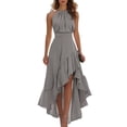 thumbnail image 5 of Quixlent Women's Layered Ruffle Hem Dress, Halter Sleeveless Party Cocktail Dress, Asymmetrical High Low Flowy Evening Dress, 5 of 8