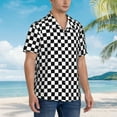 thumbnail image 5 of Checkerboard-Black & White Hawaiian Shirts For Men, Summer Short-Sleeve Relaxed-Fit Button-Down Shirts Large, 5 of 9