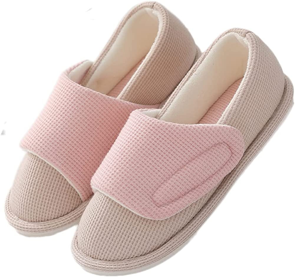 PIKADINGNIS Women Adjustable Closed Toe Swollen Feet Slippers Memory