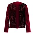 thumbnail image 5 of Women's Short Sequin Cardigan, Long Sleeve Open Front Sparkly Jacket, Pile Sleeve Party Top, Casual Holiday Outfit, Glittery Evening Wear Red XXL, 5 of 6