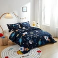 thumbnail image 2 of Psoiuetr Galaxy Comforter Set Space Rocket Blue Bedding Set for Girls Boys Kids Teens Queen Size with 1 Comforter 2 Pillowcases, 2 of 5