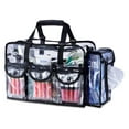 thumbnail image 2 of Clear PVC Travel Makeup Cosmetic Bag with 6 External Pockets and Shoulder Strap, Black Trim, 2 of 4