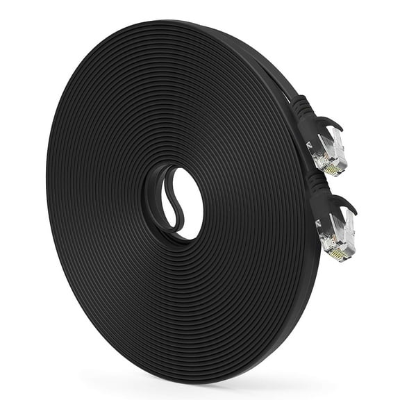 GearIT Cat 6 Ethernet Cable Snagless Flat RJ45 Network Cable Cord, Black 75 ft