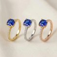 thumbnail image 5 of vylahjewellery Blue Sapphire Cushion Cut Moissanite Engagement Ring Vintage Promise Anniversary Gift Jewelry 14K Vermeil Yellow Gold Ring with Pavé Diamond Accent Band, 5 of 8