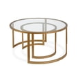thumbnail image 3 of Henn&Hart Metal Two Tier Glass Top Brass Coffee Table, 3 of 8