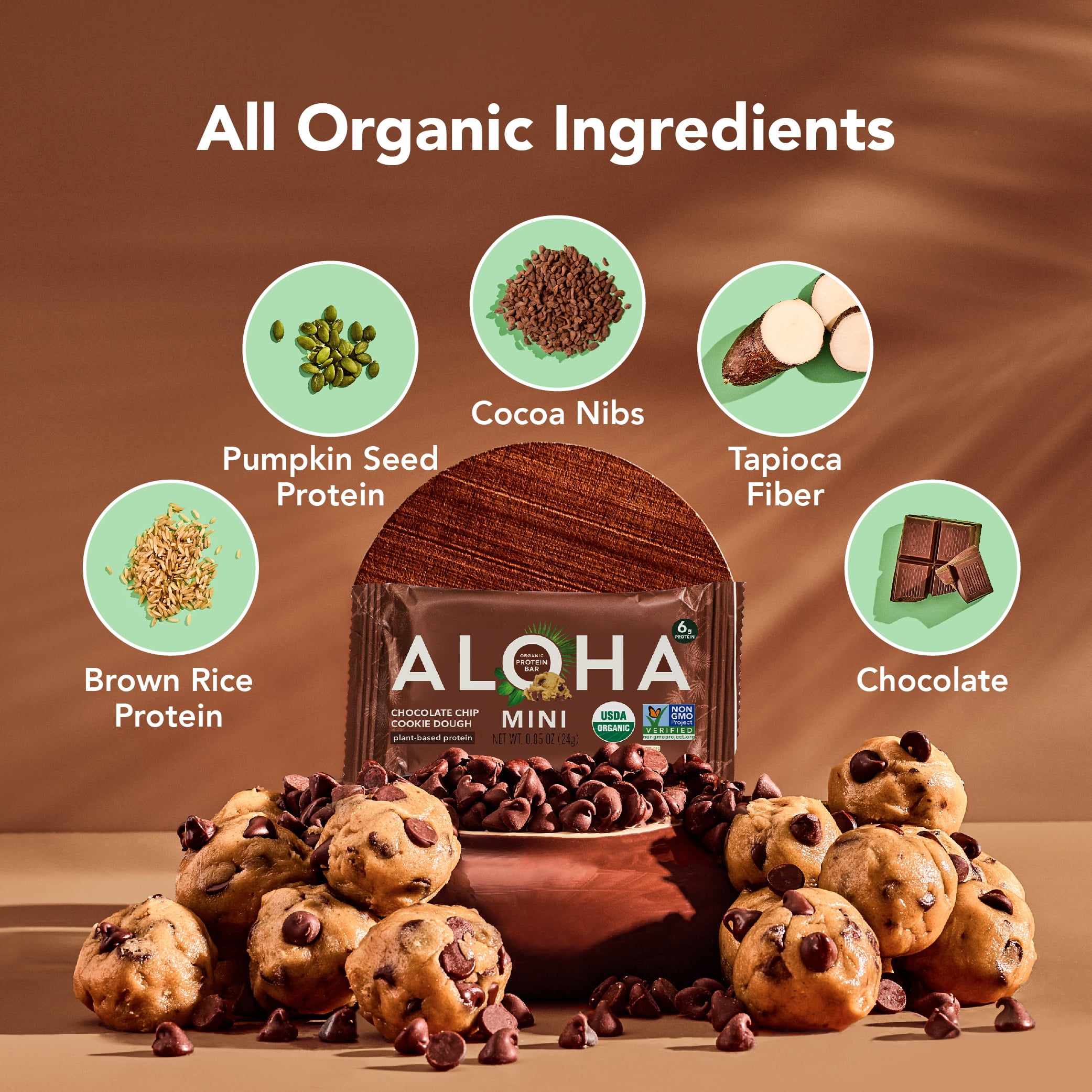 Free Shipping! Aloha Plant Based Protein Mini Bars, Vegan Gluten