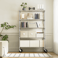 thumbnail image 5 of IZEUK 5-Tier Wire Shelving Unit with Wheels, Heavy Duty Adjustable Storage Rack, 1750 lbs Capacity, 47.2" W x 17.7" D x 76.7" H, Chrome, 5 of 7
