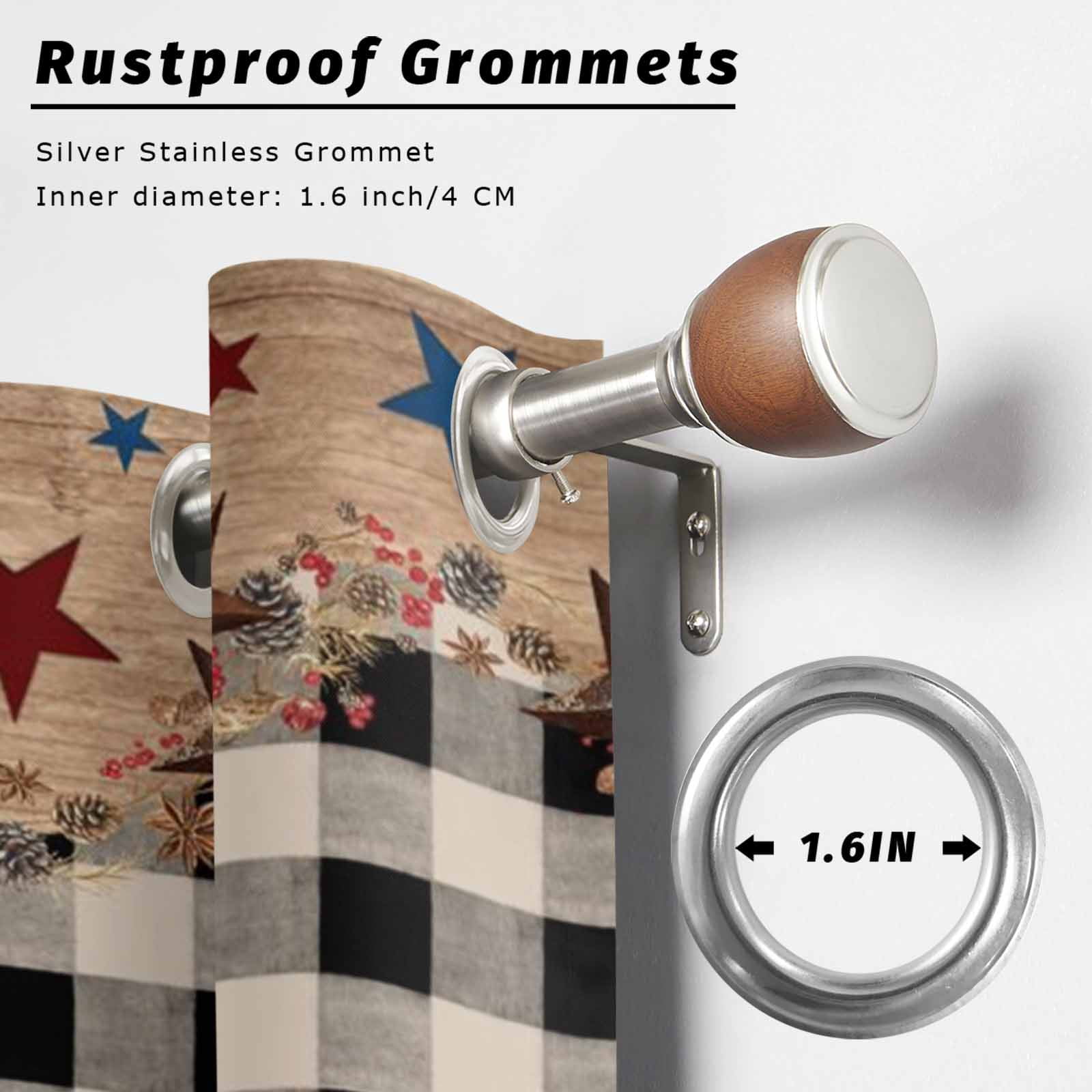 Country Stars Outdoor Curtains for Patio, Vintage Black Plaid U.S. Flag Farms Wood Board Sunshade Privacy Drapes Grommet Waterproof Outside Curtains for Porch/Cabana/Balcony 54"x 108", 1 Panel