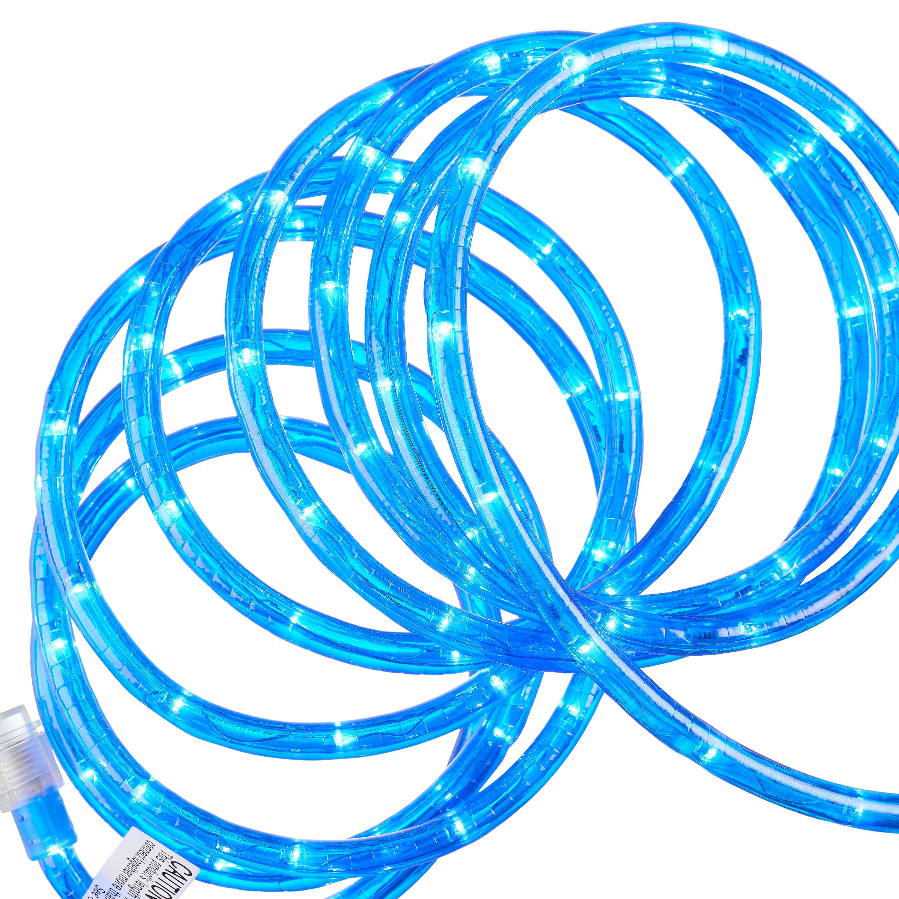 Holiday Time Indoor and Outdoor LED Blue Rope Christmas Lights, 15 