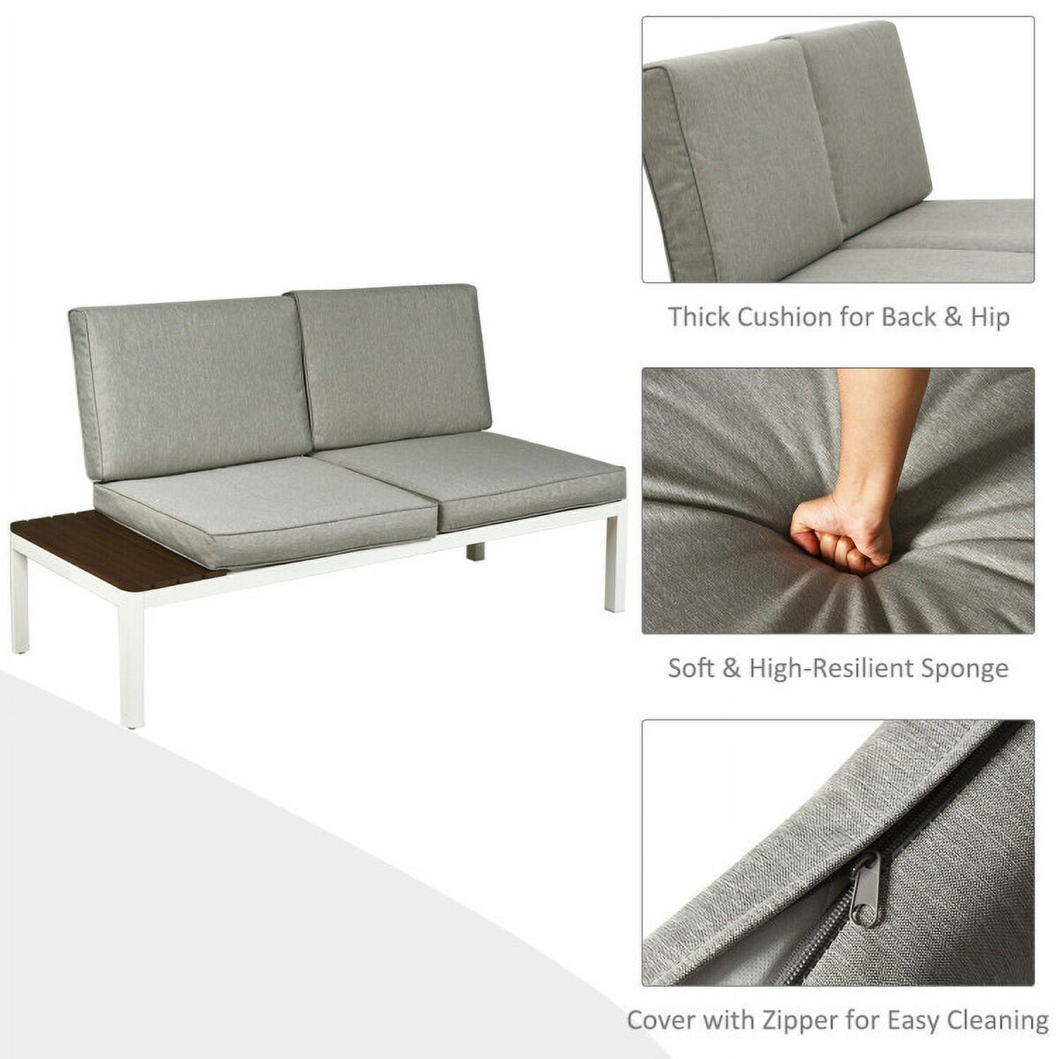 Aimee Lii 4 Pieces Patio Furniture Set, Aluminum Frame Cushioned Sofa, Small Patio Set, Gray Aimee Lii 4 Pieces Patio Furniture Set, Aluminum Frame Cushioned Sofa, Small Patio Set, Gray