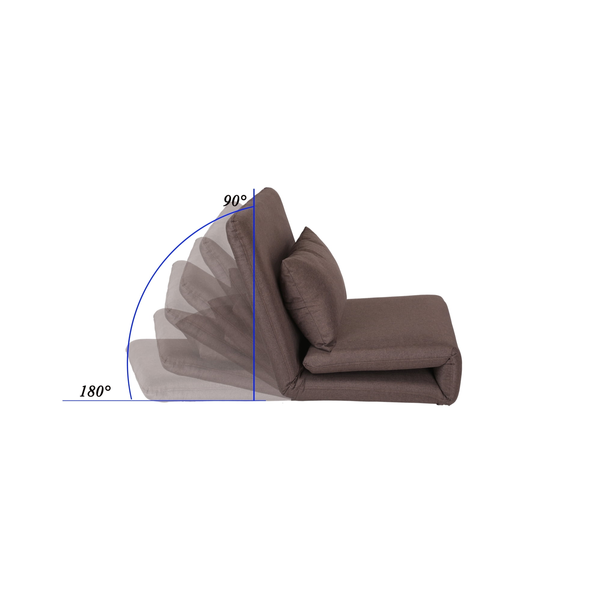 Relaxie Brown Linen Flip Chair - Sleeper Dorm Bed Couch Lounger Sofa, 5-Position Adjustable, Convertible