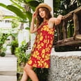 thumbnail image 2 of Fotbe Red Vintage Flowers Vestido de Verano sin Mangas para Mujer – Vestido Midi Línea A, Estilo Camiseta Floral, Vestido Playero Casual y Fluido, 2 of 7