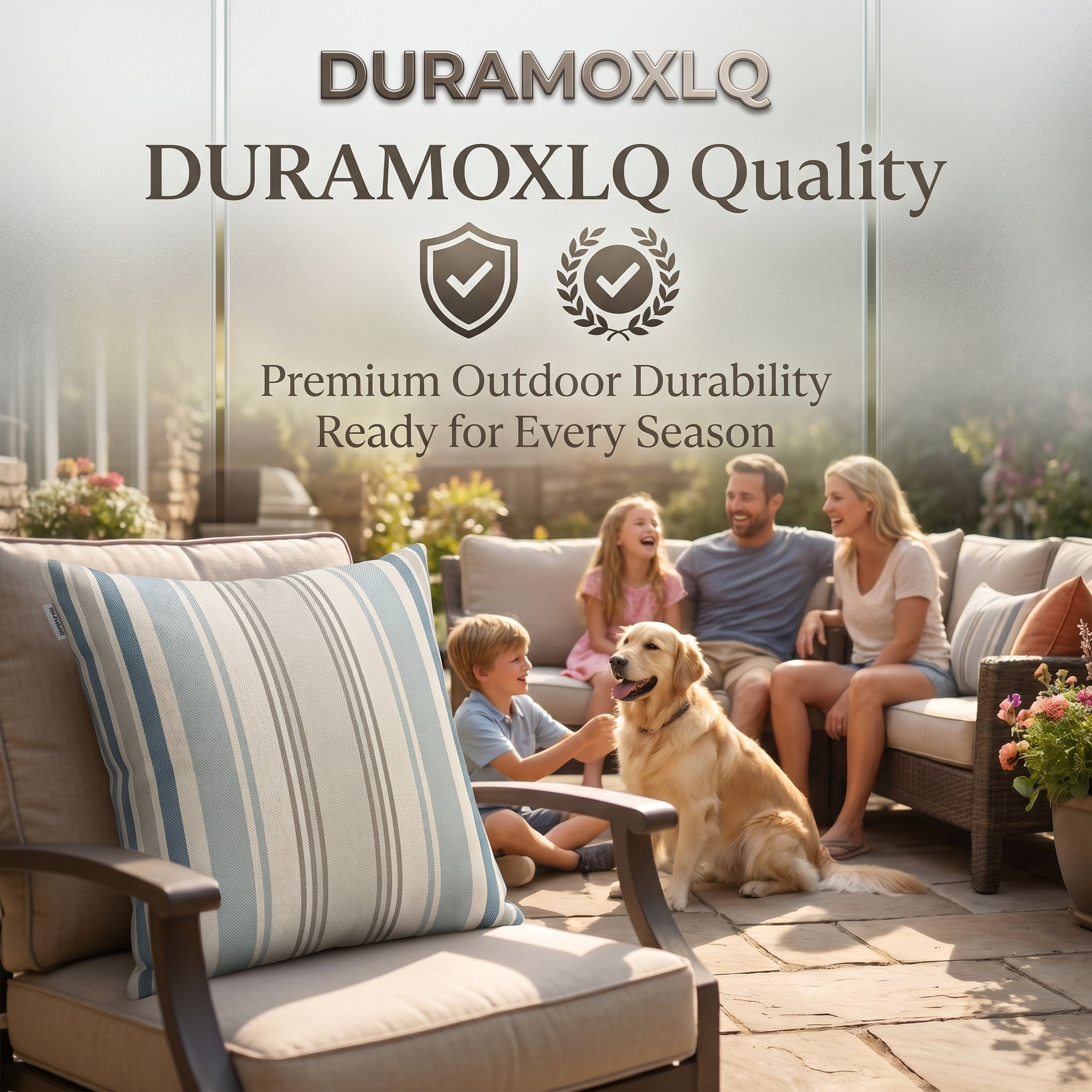 DURAMOXLQ 18"x18" Outdoor Throw Pillows Set of 2, Weather & Fade Resistant Striped Decorative Pillows for Patio Furniture
