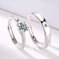 thumbnail image 3 of Naierhg Sparkling Rhinestone Couple Ring Luxury Engagement Wedding Proposal Adjustable Men Women Ring Fashion Jewelry Gift, 3 of 8