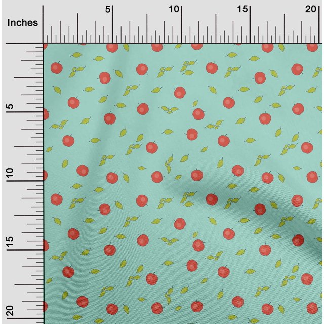 oneOone Polyester Lycra Fabric Leaves & Apple Fruit Fabric by Yard 56 Inch Wide