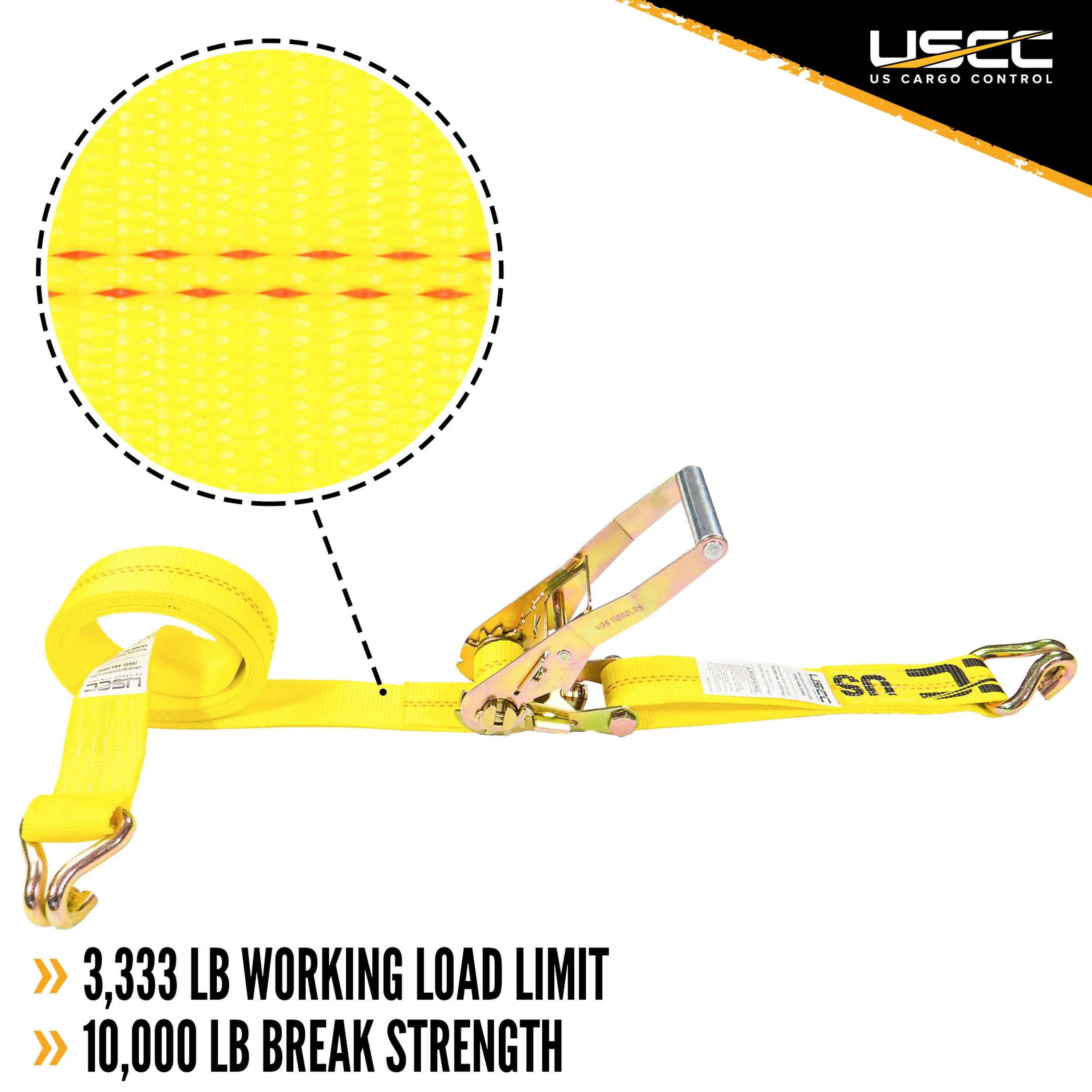 2" x 18' Yellow Ratchet Strap w/ Double J Hook 5018WH-Y