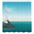 thumbnail image 2 of Ambesonne Nautical Beach Shower Curtain, Ocean Lighthouse, 69"Wx75"L, Teal Sky Blue Grey Teal, 2 of 4