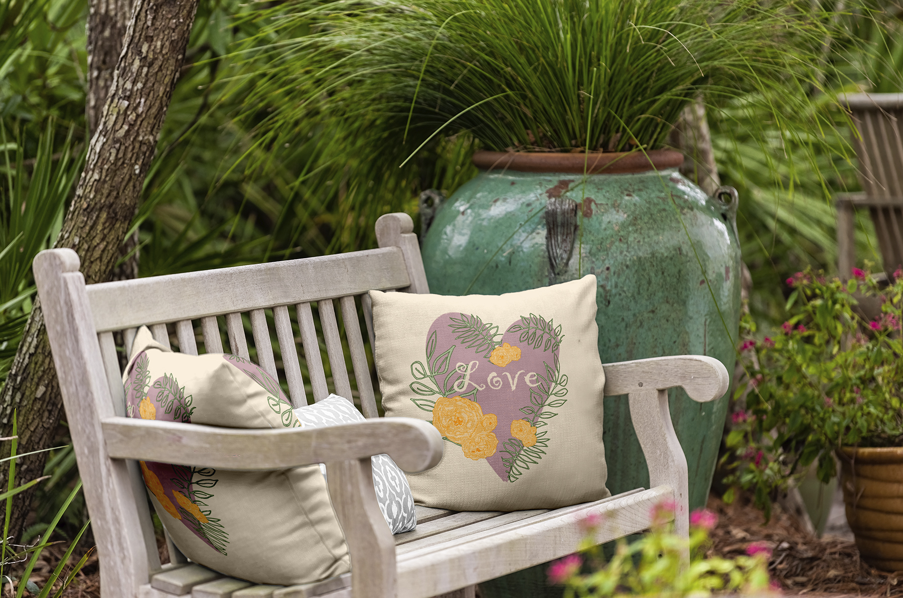 20" x 20" Simply Daisy Love And Roses Polyester Indoor/Outdoor Pillow, Romantic Purple Qty 1