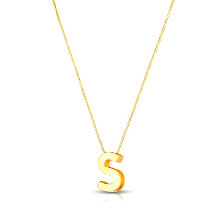14k Yellow Gold Polished Letter Name Personalized Monogram Initial-s Necklace With Lobster Clasp 18 Inch Pendant Necklac