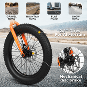 Glerc Mars Kids Mountain Bike, 20 Inch Fat Tire Bike for Teen Ages 6-12 Year Old, Bicycle with 2.8-Inch Wide Tires and 6 Speed Drivetrain,Orange