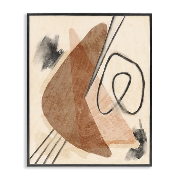 Stupell Industries Mid-Century Layered Boomerang Abstract Linework Black Framed Giclee Art, 11 x 14, by Lil' Rue