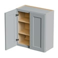 thumbnail image 3 of 27 Inch Laundry Room Cabinets Wall Mounted, Solid Wood Over The Toilet Storage Cabinet, Bathroom Organizer Cabinets with 2 Shaker Door & Shelves, Easy to Assemble for Kitchen, Garage - Dark grey, 3 of 6