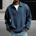 thumbnail image 2 of Mens Quarter Zip Sweater Long Sleeve Cable Knit Neck Polo Soft Casual Pullover Sweaters Navy S, 2 of 4