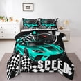 thumbnail image 2 of Erosebridal Cool Race Car Bedding King Comforter Set, Checkered Down Comforter, Speed Sports Decor, Reversible 3 Pieces, 2 of 7