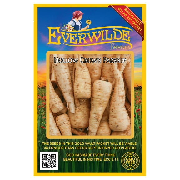 Everwilde Farms - 2000 Hollow Crown Parsnip Seeds - Gold Vault Jumbo Bulk Seed Packet