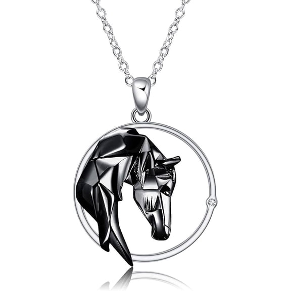 JUSORA Horse Necklace Sterling Silver Origami Horse Pendant Necklace Mothers Day Gifts for Women